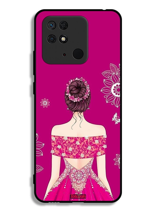 Tolwak Xiaomi Redmi 10C Protective Case Cover Girl And Flowers Art - Image 2
