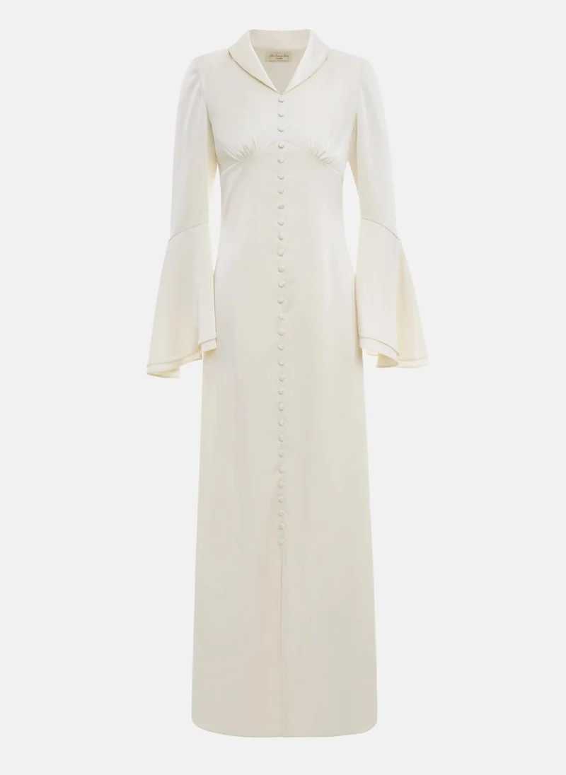 ليتشي فستان ماكسي بصورة ظلية نحيفة باكمام منتفخة