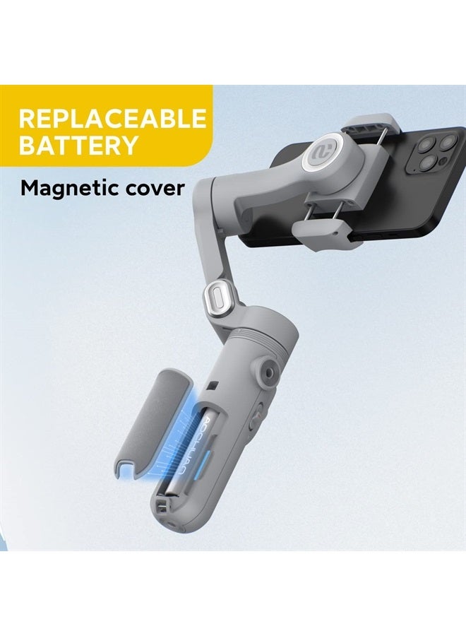 AOCHUAN Gimbal Stabilizer for Smartphone w/LED Light Face Tracking Inception Timelapse Handheld Foldable 3-Axis Gimble for iPhone 14 13 12 11 Pro/Max Android Galaxy S21 YouTube TikTok Vlog AOCHUAN Smart X