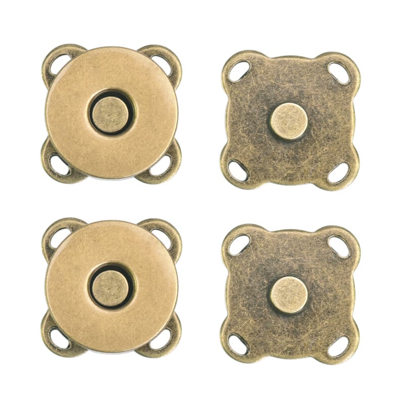 CooBigo 12 Sets Magnetic Snaps Buttons Sew in Magnetic Plum Bag Clasps Button Snaps for Purses Handbag Clothes Scrapbooking Closure Fastener Sewing Craft DIY 15mm Bronze 