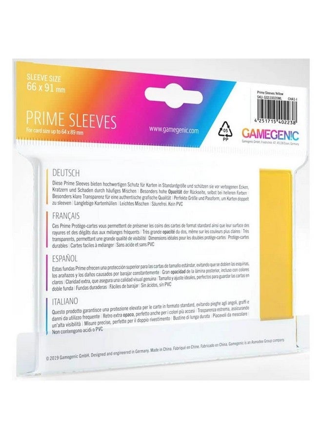 Gamegenic Sleeves: Gamegenic Prime Sleeves: Yellow (100) (GG1020) - Image 2