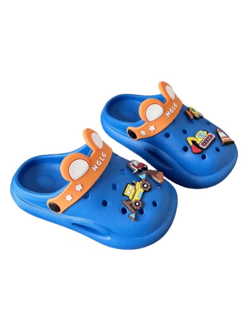 Huitich Cute blue Kids Clogs with Cartoon Charms – Size 24–25 - Image 1