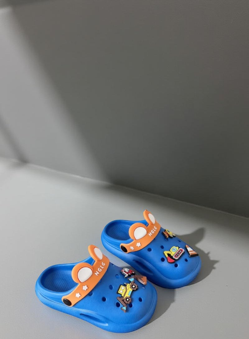 Huitich Cute blue Kids Clogs with Cartoon Charms – Size 24–25 - Image 2
