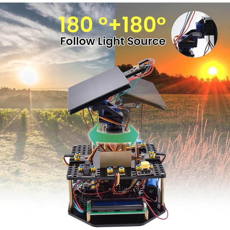 DIY Solar Tracking Electronic Kit for Arduino UNO Temperature and Humidity Sensor BH1750 Light Sensor Educational STEM Programming Kit For Teens and Adults Includes Breadboard, Jumper Wires, Resistors, LEDs - Image 3