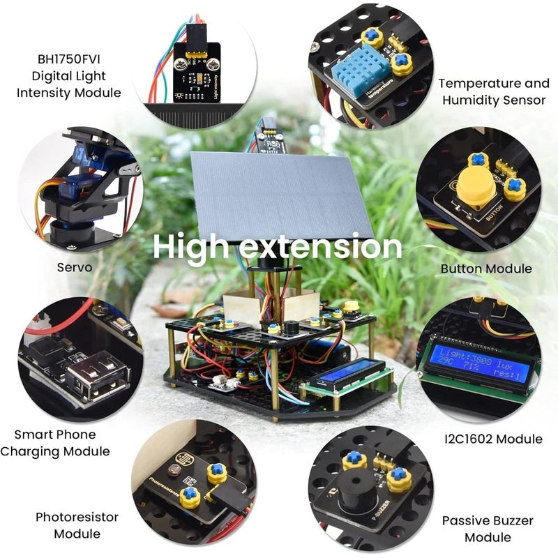DIY Solar Tracking Electronic Kit for Arduino UNO Temperature and Humidity Sensor BH1750 Light Sensor Educational STEM Programming Kit For Teens and Adults Includes Breadboard, Jumper Wires, Resistors, LEDs - Image 2