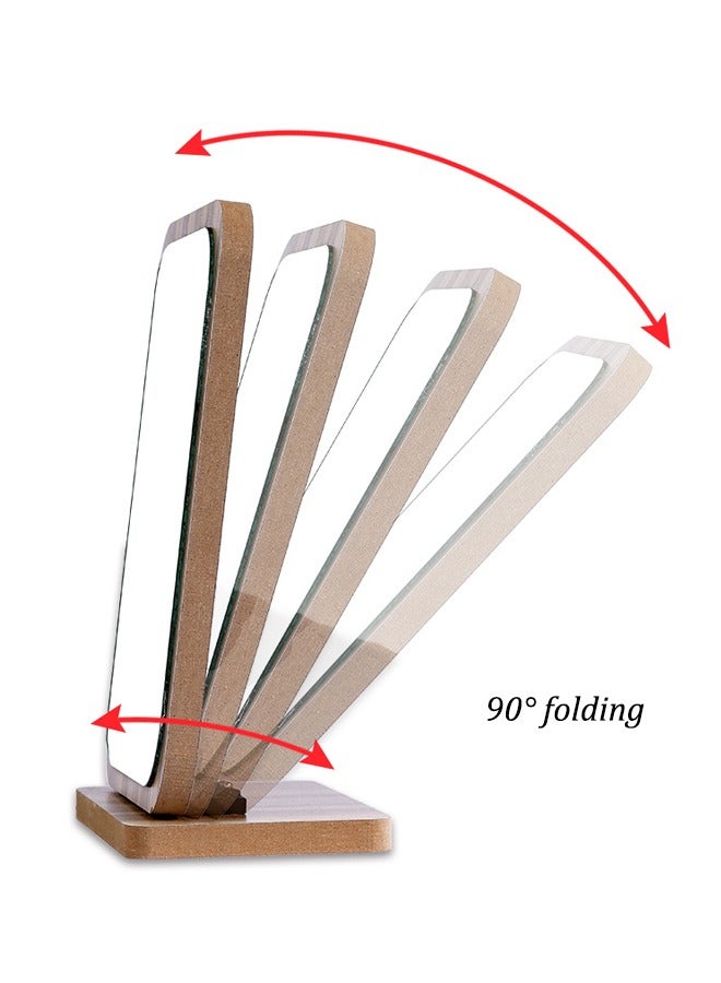Rectangular Vanity Mirror, Portable Wooden Frame Mirror, 90° Rotation Adjustment Angle,  Suitable for Dressing Table, Bathroom, Office, Dormitory  - Image 3