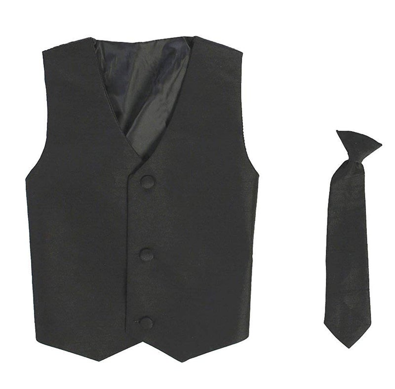Lito Vest and Clip On Baby Boy Necktie set - BLACK - 2T/3T - Image 1