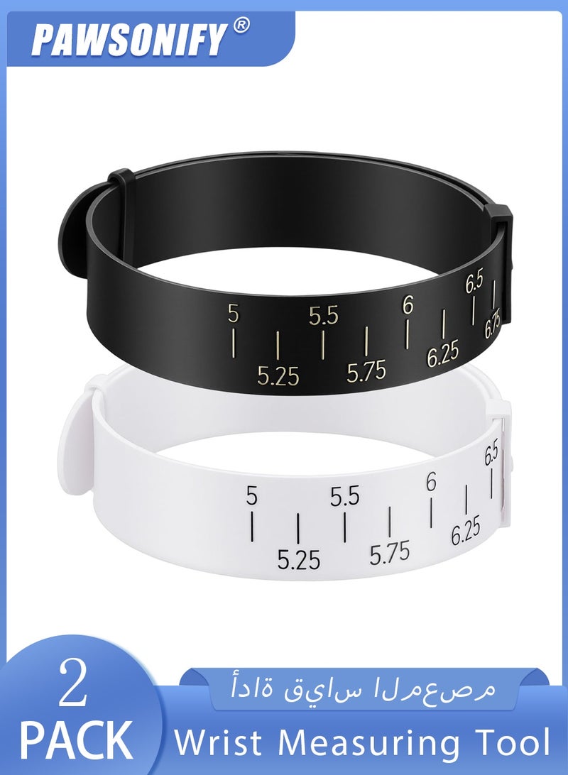 PAWSONIFY 2 PCS Wrist Measuring Tool, Bracelet Sizer Measuring Tool, Adjustable Bracelet Ring Size Ruler - White & Black for Jewelry Sizing - Image 1