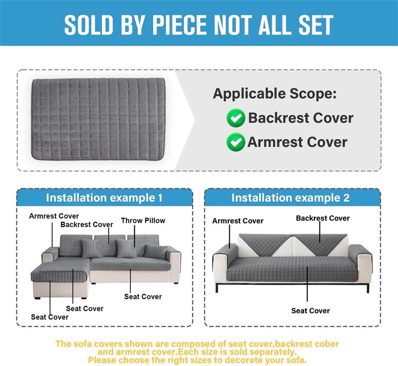 LINGKY Soft Flannel Sofa Cover - Grey - Image 5