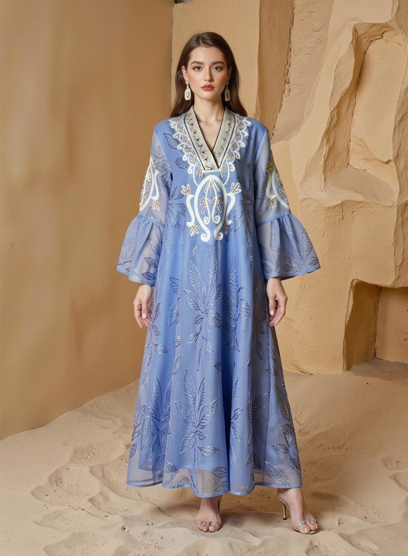 جيوان النساء أبايا المسلمين الصلاة فستان مطرزة الأكمام الكاردجان كفتان الإسلامي دبي رداء عارضي متواضع أبايا فستان - Image 2