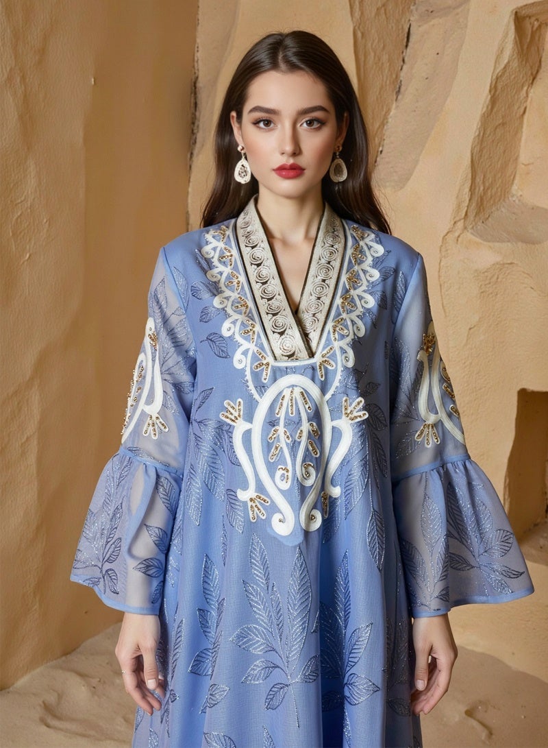 جيوان النساء أبايا المسلمين الصلاة فستان مطرزة الأكمام الكاردجان كفتان الإسلامي دبي رداء عارضي متواضع أبايا فستان - Image 3