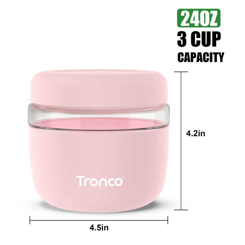 Tronco 24 oz Glass Lunch Bowl Container with Lid, Glass Food Containers, Leak & Spill Proof, Soup & Stew Food Storage Salad, Yogurt, Meal Prep, Airtight, Reusable, Dishwasher Safe, BPA-Free, Set of 1 - Image 4