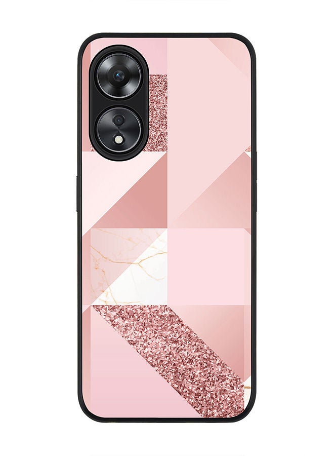 Stylizedd Rugged Black edge case for Oppo A78 5G / Oppo A58 5G Slim fit Soft Case Flexible Rubber Edges Anti Drop TPU Gel Thin Cover -  Marble Pink Geometric - Image 1