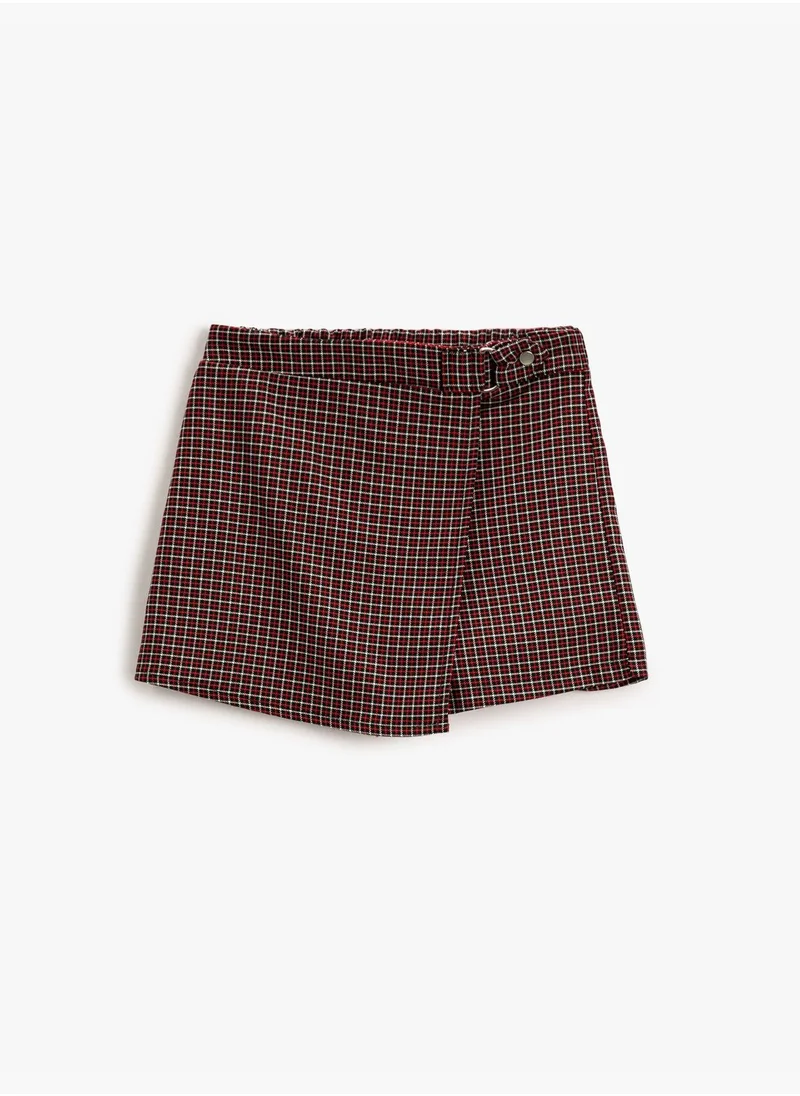 كوتون Plaid Skort Buckled Detail