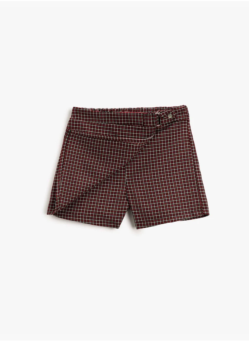 KOTON Plaid Skort Buckled Detail