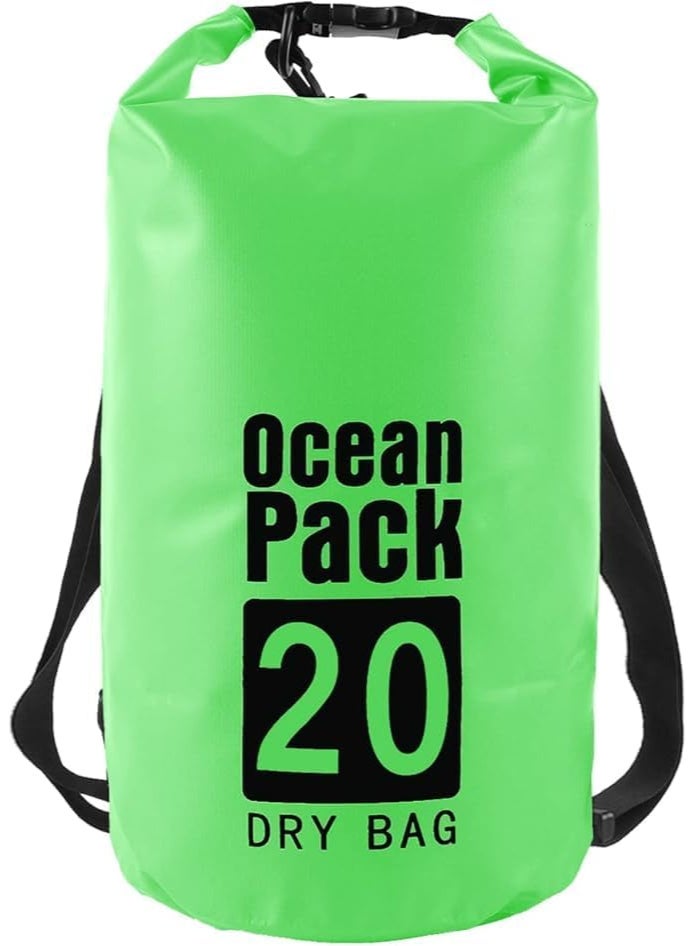 أوشن باك حقيبة الجافة المقاومة للماء للسفر والشاطئ والرياضات الخارجية، حقيبة متينة قابلة للطي مقاومة للماء للسباحة والتجديف والتخييم وركوب القوارب والمشي لمسافات طويلة، حقيبة تخزين معدات مانعة للتسرب (20 لترًا) - Image 1