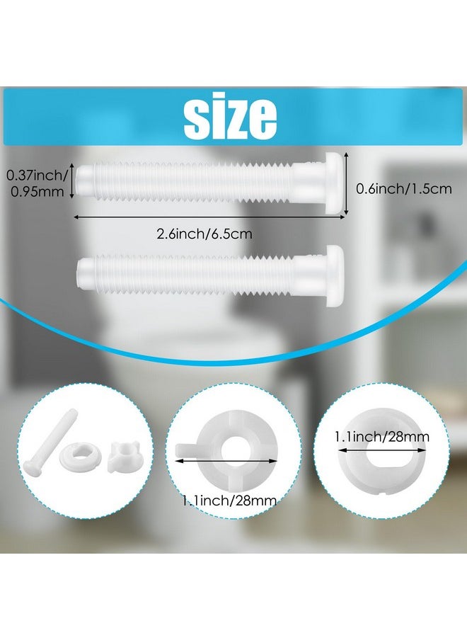 Jetec Jetec 2 Pieces Toilet Seat Screws Replacement Kit Plastic Toilet Seat Bolts Toilet Seat Hinge Bolt Screws with Plastic Nuts and Washers Parts Kit for Fixing The Top Toilet Seat, White  - Image 2