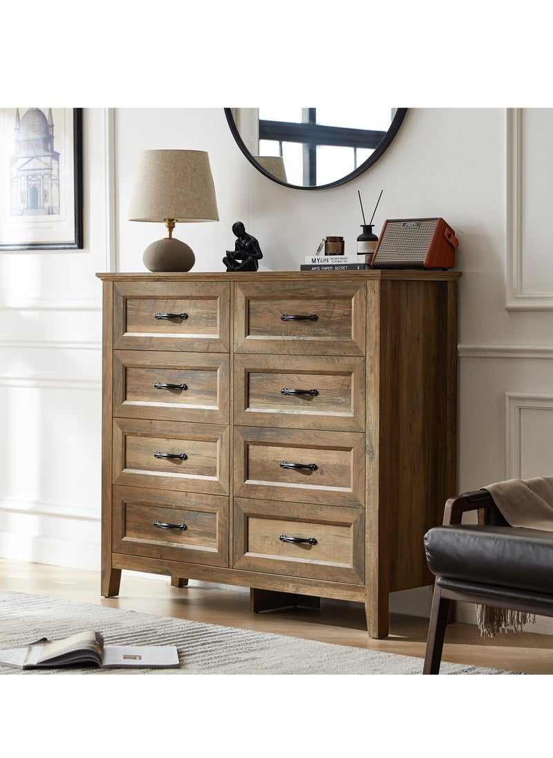 LINSY HOME LINSY HOME  -  Wood Dresser Closet With 8 Drawers , Dressers Organizer for Bed Room Living Room, Kids Room, Nursery, Hallway, Brown Color, size 120L*39.8W*107.2H cm  - Image 1