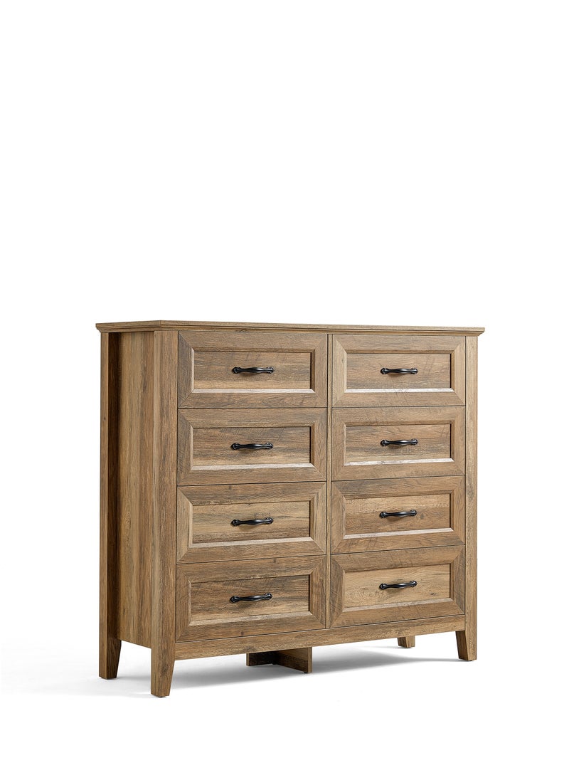LINSY HOME LINSY HOME  -  Wood Dresser Closet With 8 Drawers , Dressers Organizer for Bed Room Living Room, Kids Room, Nursery, Hallway, Brown Color, size 120L*39.8W*107.2H cm  - Image 4