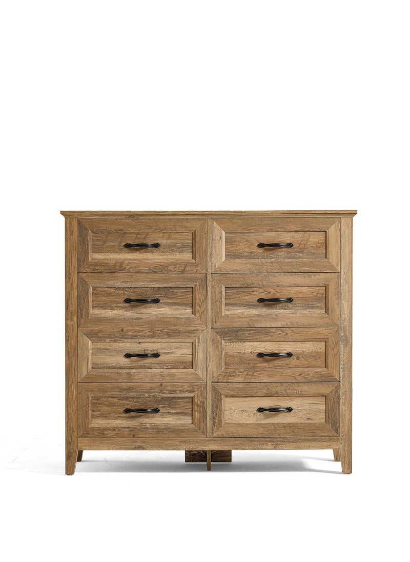 LINSY HOME LINSY HOME  -  Wood Dresser Closet With 8 Drawers , Dressers Organizer for Bed Room Living Room, Kids Room, Nursery, Hallway, Brown Color, size 120L*39.8W*107.2H cm  - Image 2