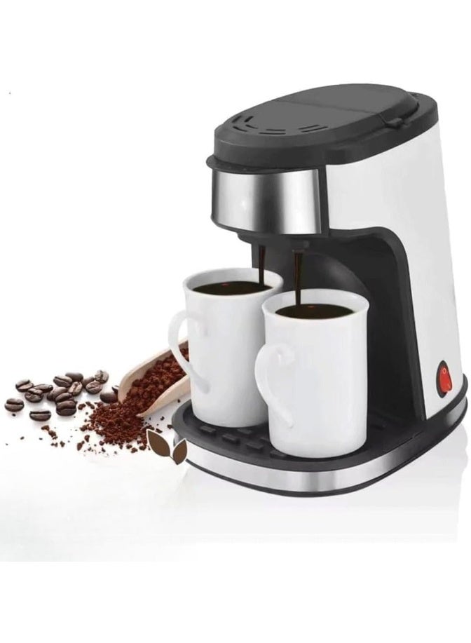 دينكس ماكينة تحضير القهوة بالتنقيط DENX DX3413 - ماكينة قهوة كهربائية محمولة لتحضير الإسبريسو والقهوة المفلترة، سعة 240 مل، قوة 450 واط لتحضير سريع، فلتر دائم قابل للغسل، لتحضير كوب واحد أو كوبين، مصنوعة من الفولاذ المقاوم للصدأ، تصميم مدمج للاستخدام في المنزل والمكتب. - Image 1