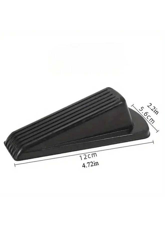 Black Rubber Door Stopper 4.72in Non-Slip Heavy Duty Wedge - Image 2