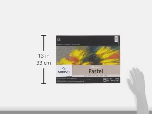 CANSON دفتر ورق باستيل كنسون أرتيست سيريز مي-تينتس بألوان رمادية 12x16 بوصة 24 ورقة 98 رطل/160 جرام ورق فني للبالغين والطلاب - Image 3