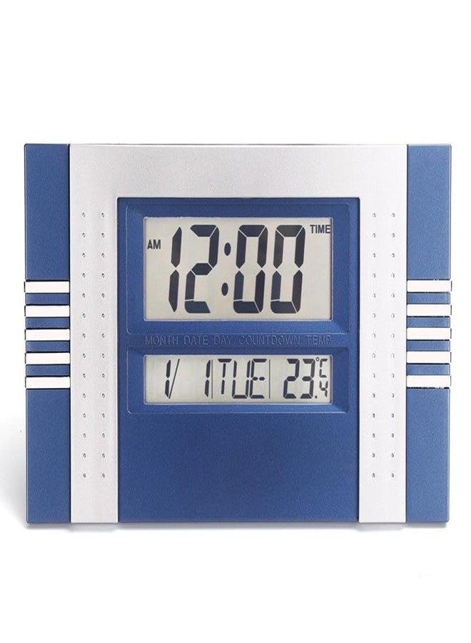 NXZ Large Plastic Hanging LCD Thermometer Calendar Digital Wall Clock with Date and Time (Black) - Image 2