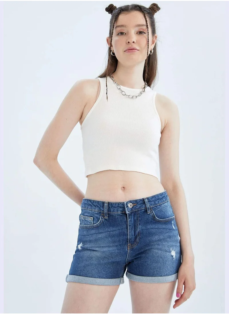 DeFacto Basic Distressed Mini Jean Short