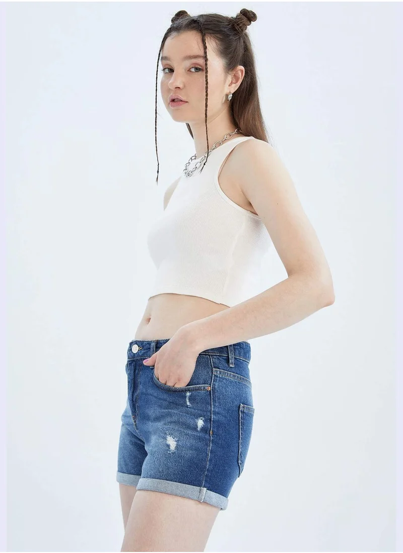 DeFacto Basic Distressed Mini Jean Short