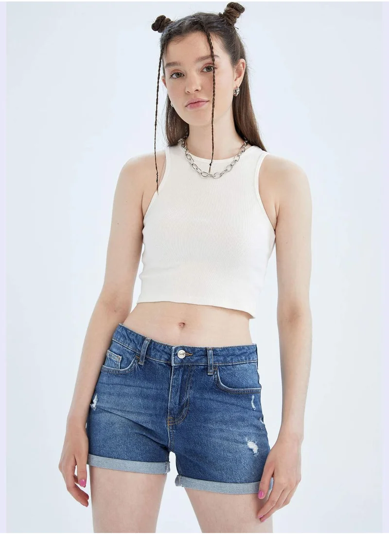 DeFacto Basic Distressed Mini Jean Short