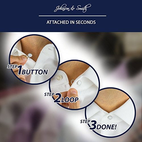Johnson Smith Johnson & Smith White Metal Collar Extenders Stretch Neck Extender for 1/2 Size Expansion of Men Dress Shirts, 5 +1 Pack, 3/8" - Image 2