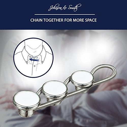 Johnson Smith Johnson & Smith White Metal Collar Extenders Stretch Neck Extender for 1/2 Size Expansion of Men Dress Shirts, 5 +1 Pack, 3/8" - Image 3