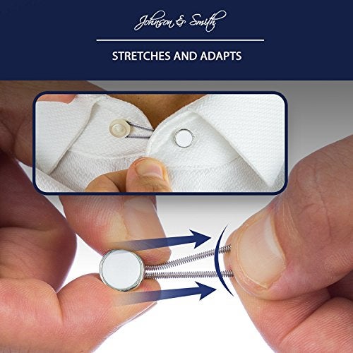 Johnson Smith Johnson & Smith White Metal Collar Extenders Stretch Neck Extender for 1/2 Size Expansion of Men Dress Shirts, 5 +1 Pack, 3/8" - Image 4