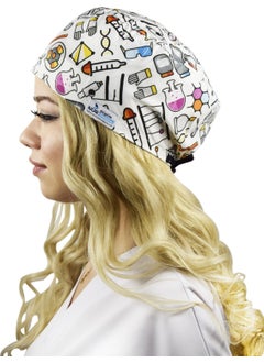 Nur Medikal Giyim Nur Medical Clothing Colorful Laboratory Patterned Doctor Nurse Hospital Medical Surgical Cap  - Image 2