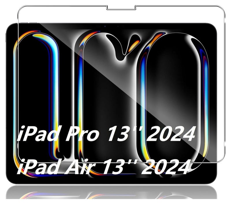 واقي شاشة من الزجاج المقوى لجهاز iPad Pro مقاس 13 بوصة 2024 / iPad Air مقاس 13 بوصة 2024، واقي شاشة بدرجة صلابة 9H، واقي شاشة شفاف بدون فقاعات - Image 1