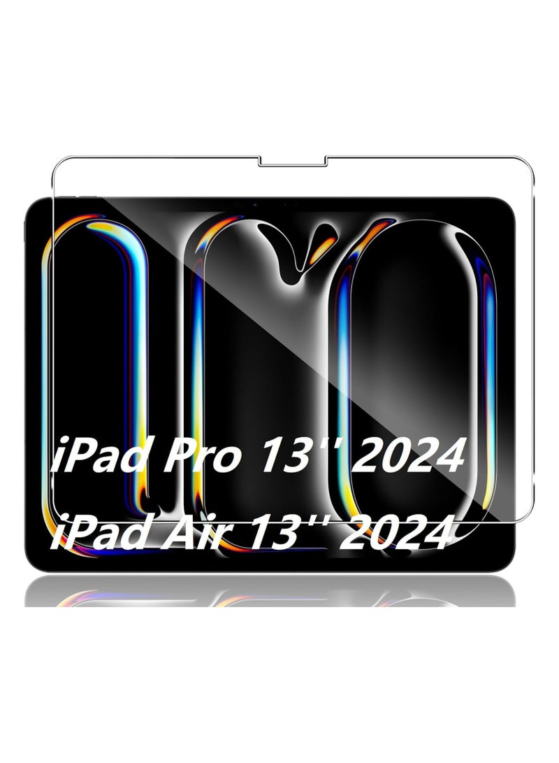 واقي شاشة من الزجاج المقوى لجهاز iPad Pro مقاس 13 بوصة 2024 / iPad Air مقاس 13 بوصة 2024، واقي شاشة بدرجة صلابة 9H، واقي شاشة شفاف بدون فقاعات - Image 1