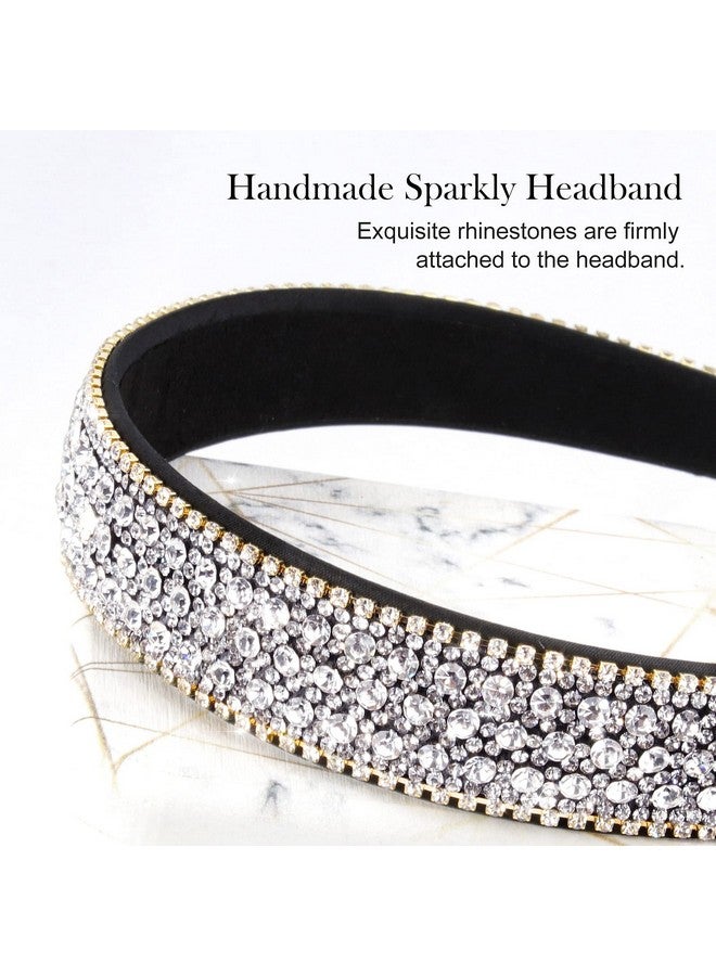 Wecoe Rhinestone Headband Women Girls Fashion Silver Headband Bling Sparkly Crystal Diamond Headband Thin Hair Band Holiday Birthday Gift Short Hair Accessories For Women Girls (Silver) - Image 4