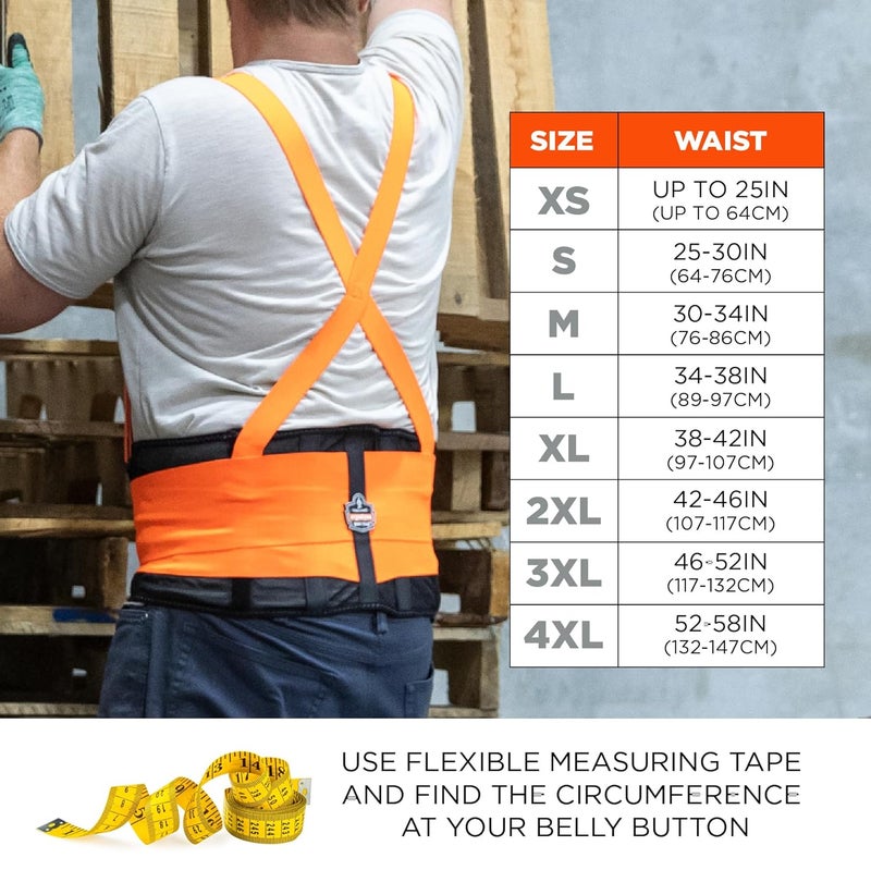 Ergodyne ProFlex 100HV Back Support Brace High Visibility Support Belt 8 Spandex Material Removeable Straps  Orange  Medium - Image 5