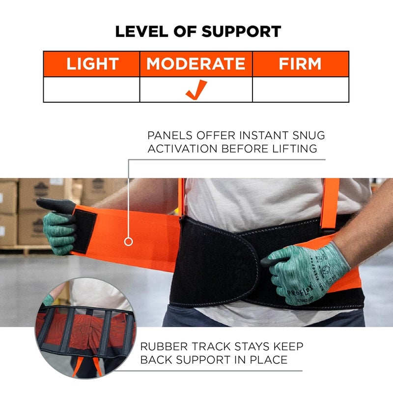 Ergodyne ProFlex 100HV Back Support Brace High Visibility Support Belt 8 Spandex Material Removeable Straps  Orange  Medium - Image 3