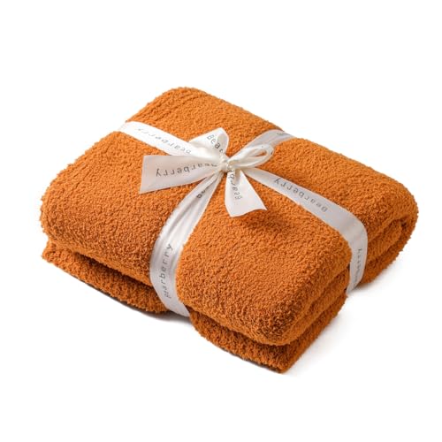 bearberry Super Soft Fall Throw Blanket Lightweight Cozy Warm Throw Blankets for Couch Bed Sofa All Season (Caramel, 40”x50”) - Image 1