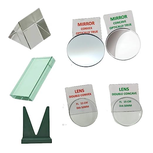 WKM Optics Activity Set – 7 Piece Light Experiment Kit with Different Lens, Prism, Glass Slab & Mirror Stand for School & College Science Learning - Image 1
