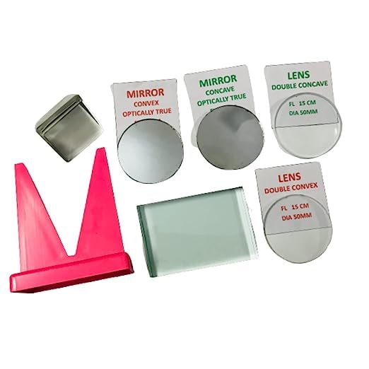 WKM Optics Activity Set – 7 Piece Light Experiment Kit with Different Lens, Prism, Glass Slab & Mirror Stand for School & College Science Learning - Image 2
