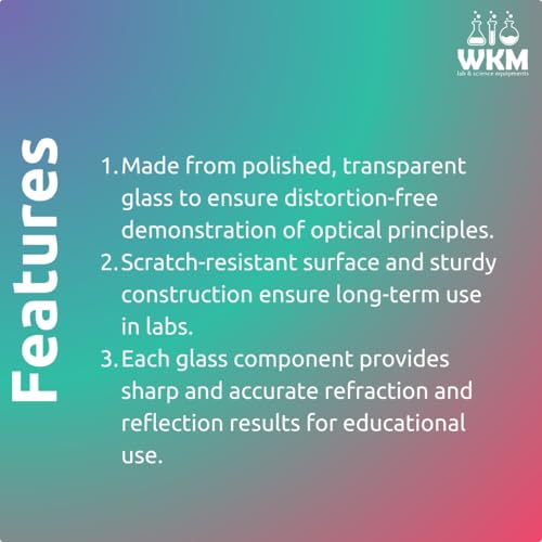 WKM Optics Activity Set – 7 Piece Light Experiment Kit with Different Lens, Prism, Glass Slab & Mirror Stand for School & College Science Learning - Image 5