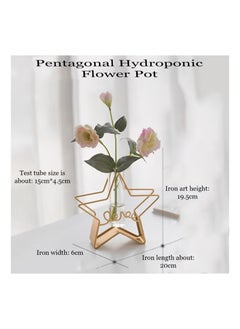 Generic Glass Flower Vase With Metal Rack Stand Gold/Clear 20x19x6cm  - Image 4