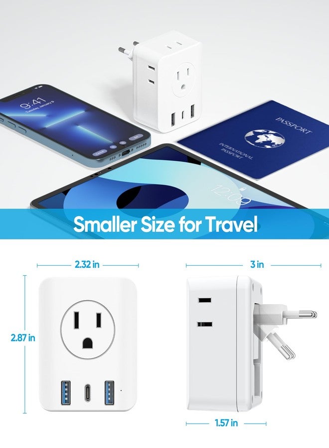 olcorife 2 Pack European Travel Plug Adapter, Foldable International Power Adapter with 4 Outlets 3 USB Ports, Type C Plug Adapter for US to Europe, Italy Spain Iceland France Germany - Image 5