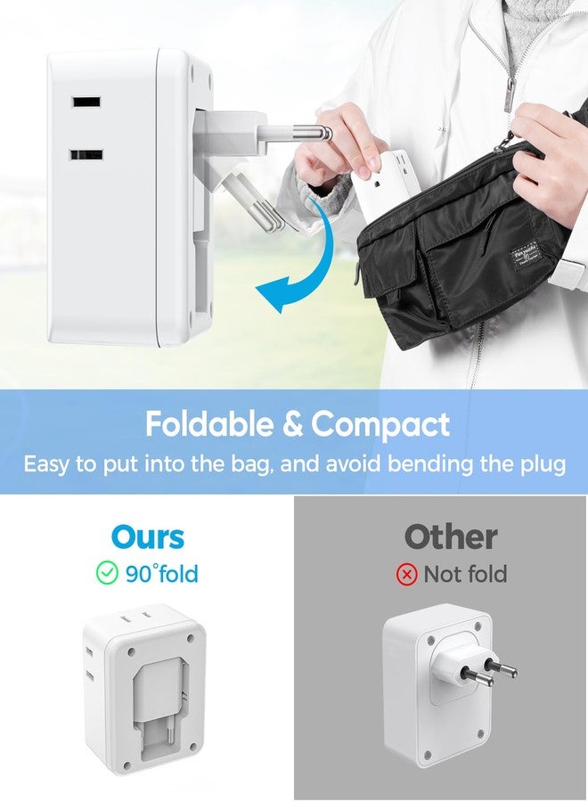 olcorife 2 Pack European Travel Plug Adapter, Foldable International Power Adapter with 4 Outlets 3 USB Ports, Type C Plug Adapter for US to Europe, Italy Spain Iceland France Germany - Image 3