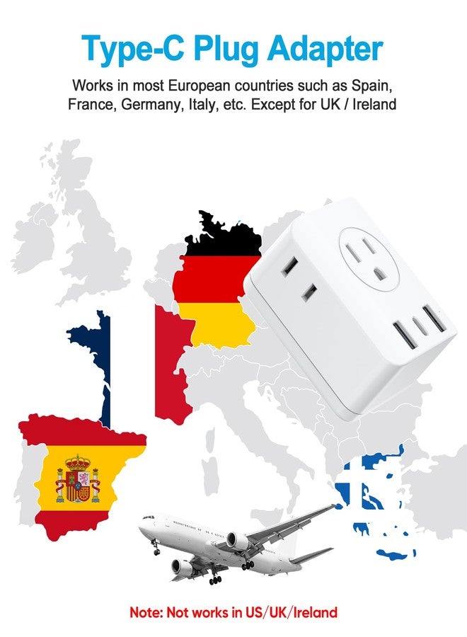 olcorife 2 Pack European Travel Plug Adapter, Foldable International Power Adapter with 4 Outlets 3 USB Ports, Type C Plug Adapter for US to Europe, Italy Spain Iceland France Germany - Image 4