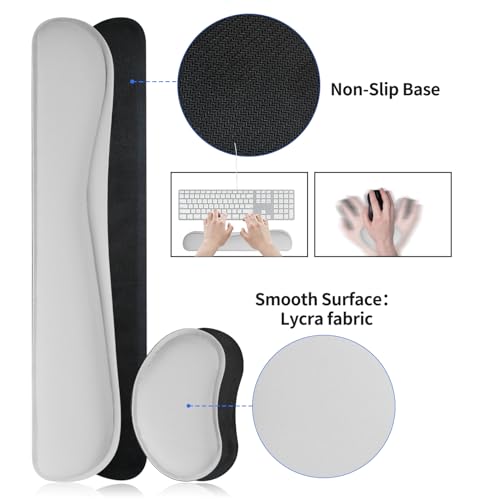 Bloss Leather Desk Pad and Keyboard Wrist Rest, Large Mouse Pad + Keyboard Pad+Mouse Wrist Support, Non-Slip Desk Mat Protector for Office, Home(31.5×15.7 Inches, Light Grey) - Image 3