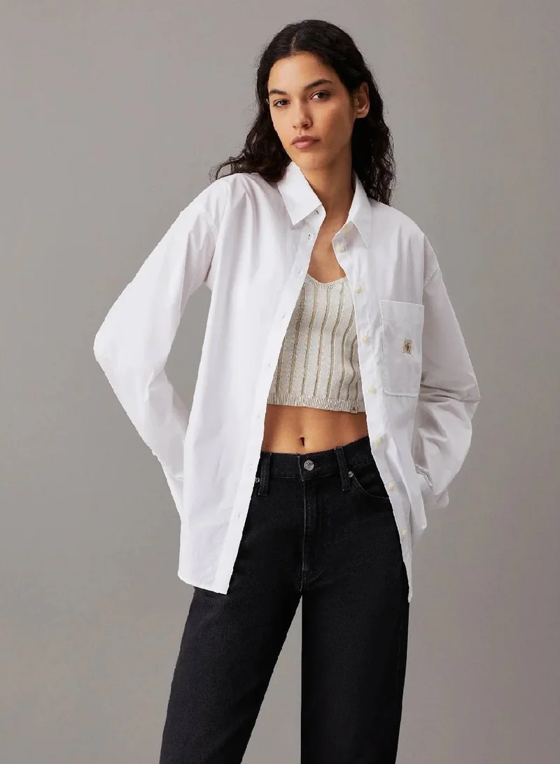 كالفن كلاين جينز قميص من قماش بوبلين قطني بقصة مريحة